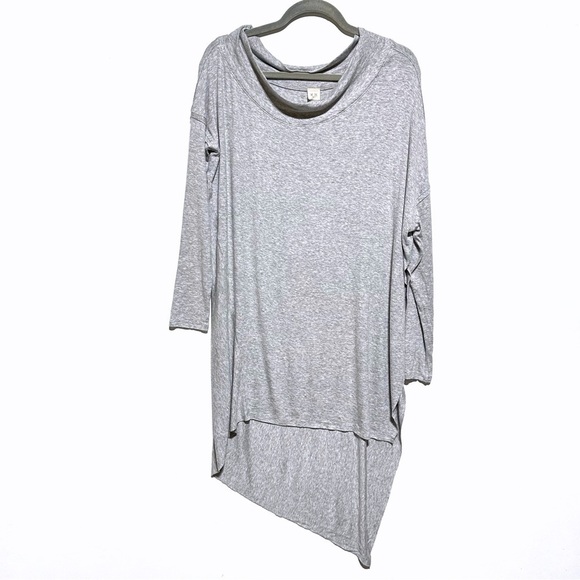 FREE PEOPLE Grapevine Tunic Split Side Long Sleeve Ribbed Knit Top Grey Size M - Picture 3 of 15